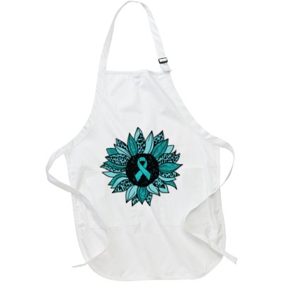 Ovarian Cancer Awareness Sunflower Teal Ribbon Leopard Apron