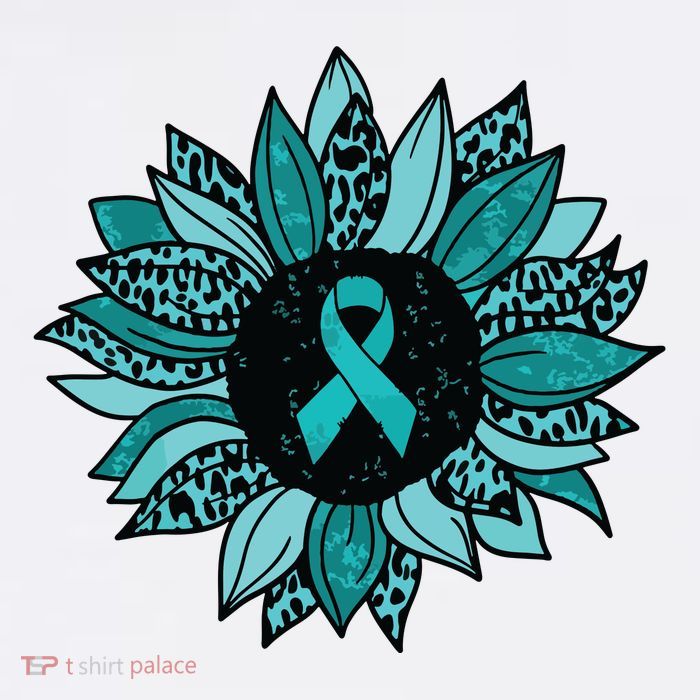 Ovarian Cancer Awareness Sunflower Teal Ribbon Leopard Tall T-Shirt