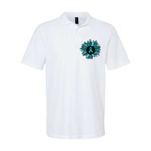 Ovarian Cancer Awareness Sunflower Teal Ribbon Leopard Softstyle Adult Sport Polo