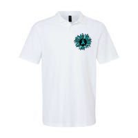 Ovarian Cancer Awareness Sunflower Teal Ribbon Leopard Softstyle Adult Sport Polo