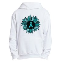 Ovarian Cancer Awareness Sunflower Teal Ribbon Leopard Urban Pullover Hoodie