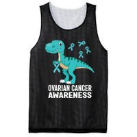 Ovarian Cancer Awareness Teal Ribbon Dinosaur Women Mesh Reversible Basketball Jersey Tank