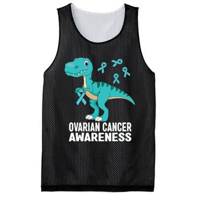 Ovarian Cancer Awareness Teal Ribbon Dinosaur Women Mesh Reversible Basketball Jersey Tank