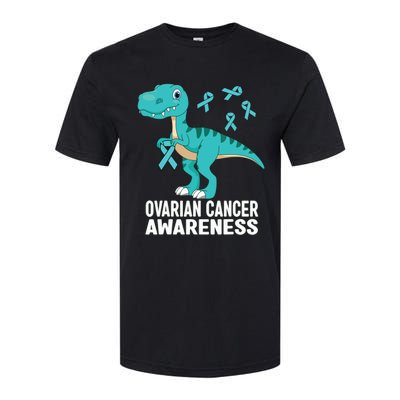 Ovarian Cancer Awareness Teal Ribbon Dinosaur Women Softstyle CVC T-Shirt