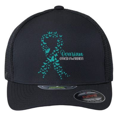 Ovarian Cancer Awareness Teal Ribbon Warrior Survivor Flexfit Unipanel Trucker Cap