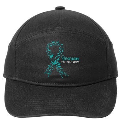 Ovarian Cancer Awareness Teal Ribbon Warrior Survivor 7-Panel Snapback Hat