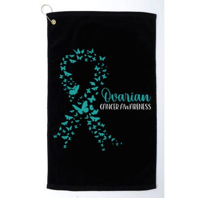 Ovarian Cancer Awareness Teal Ribbon Warrior Survivor Platinum Collection Golf Towel