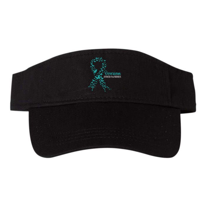 Ovarian Cancer Awareness Teal Ribbon Warrior Survivor Valucap Bio-Washed Visor