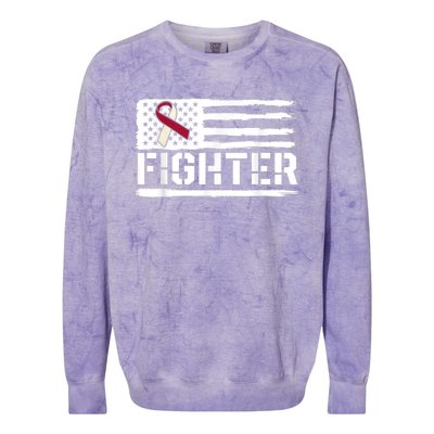 Oral Cancer Awareness Throat Head Neck Fighter American Flag Colorblast Crewneck Sweatshirt