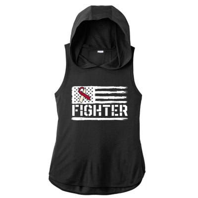 Oral Cancer Awareness Throat Head Neck Fighter American Flag Ladies PosiCharge Tri-Blend Wicking Draft Hoodie Tank