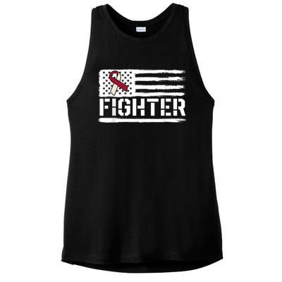 Oral Cancer Awareness Throat Head Neck Fighter American Flag Ladies PosiCharge Tri-Blend Wicking Tank