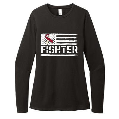 Oral Cancer Awareness Throat Head Neck Fighter American Flag Womens CVC Long Sleeve Shirt