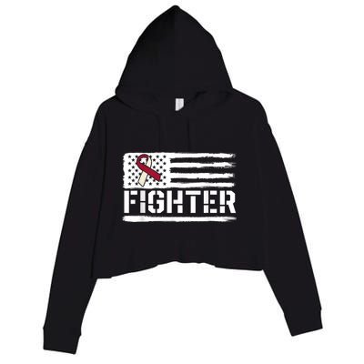 Oral Cancer Awareness Throat Head Neck Fighter American Flag Crop Fleece Hoodie