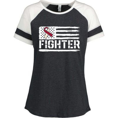 Oral Cancer Awareness Throat Head Neck Fighter American Flag Enza Ladies Jersey Colorblock Tee