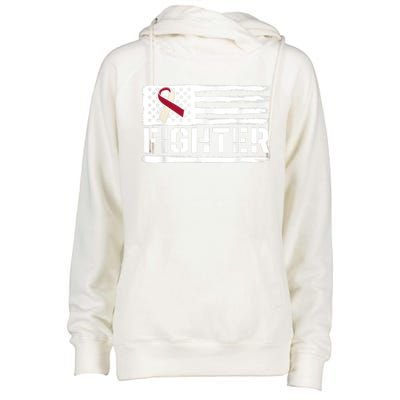 Oral Cancer Awareness Throat Head Neck Fighter American Flag Womens Funnel Neck Pullover Hood