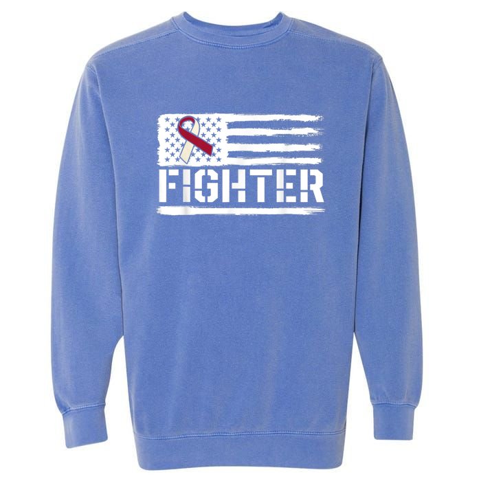 Oral Cancer Awareness Throat Head Neck Fighter American Flag Garment-Dyed Sweatshirt