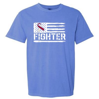 Oral Cancer Awareness Throat Head Neck Fighter American Flag Garment-Dyed Heavyweight T-Shirt