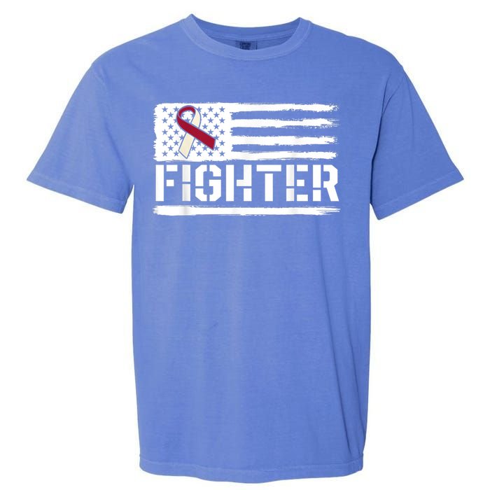 Oral Cancer Awareness Throat Head Neck Fighter American Flag Garment-Dyed Heavyweight T-Shirt