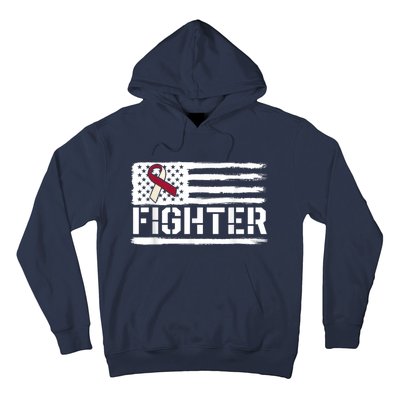 Oral Cancer Awareness Throat Head Neck Fighter American Flag Hoodie