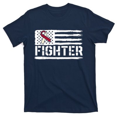 Oral Cancer Awareness Throat Head Neck Fighter American Flag T-Shirt