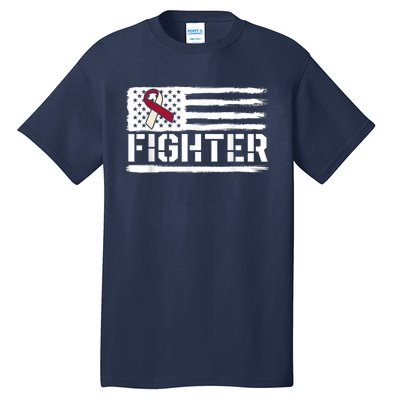 Oral Cancer Awareness Throat Head Neck Fighter American Flag Tall T-Shirt