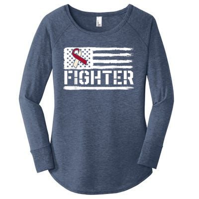 Oral Cancer Awareness Throat Head Neck Fighter American Flag Women's Perfect Tri Tunic Long Sleeve Shirt