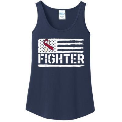 Oral Cancer Awareness Throat Head Neck Fighter American Flag Ladies Essential Tank