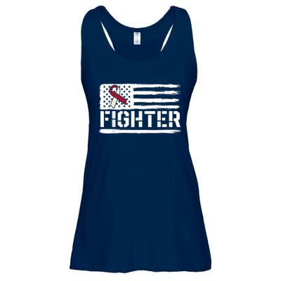 Oral Cancer Awareness Throat Head Neck Fighter American Flag Ladies Essential Flowy Tank