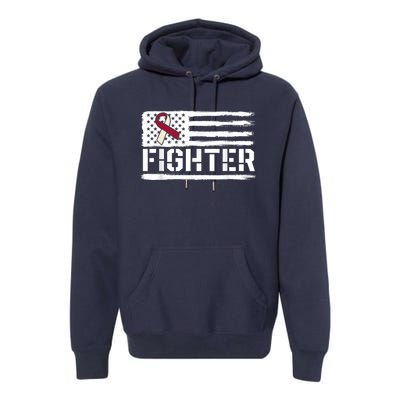 Oral Cancer Awareness Throat Head Neck Fighter American Flag Premium Hoodie