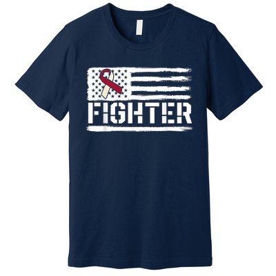 Oral Cancer Awareness Throat Head Neck Fighter American Flag Premium T-Shirt