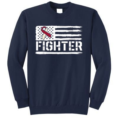 Oral Cancer Awareness Throat Head Neck Fighter American Flag Tall Sweatshirt