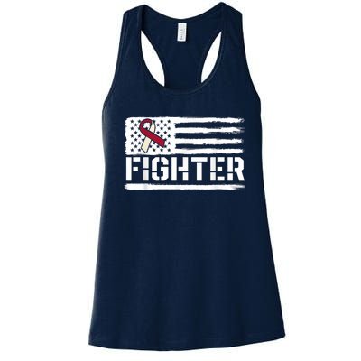 Oral Cancer Awareness Throat Head Neck Fighter American Flag Women's Racerback Tank