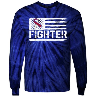 Oral Cancer Awareness Throat Head Neck Fighter American Flag Tie-Dye Long Sleeve Shirt