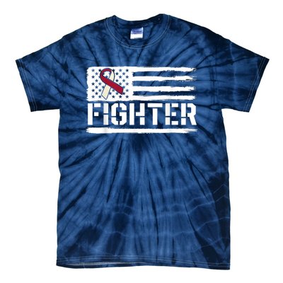 Oral Cancer Awareness Throat Head Neck Fighter American Flag Tie-Dye T-Shirt