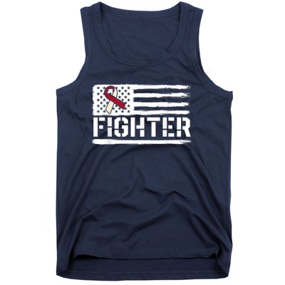 Oral Cancer Awareness Throat Head Neck Fighter American Flag Tank Top