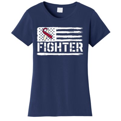 Oral Cancer Awareness Throat Head Neck Fighter American Flag Women's T-Shirt