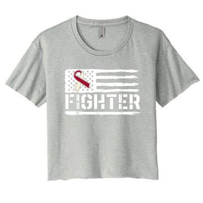 Oral Cancer Awareness Throat Head Neck Fighter American Flag Women's Crop Top Tee