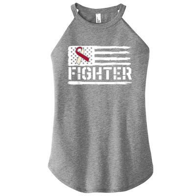 Oral Cancer Awareness Throat Head Neck Fighter American Flag Women's Perfect Tri Rocker Tank