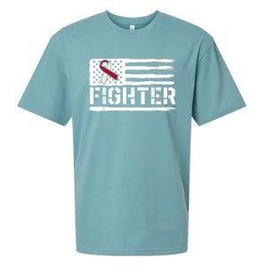 Oral Cancer Awareness Throat Head Neck Fighter American Flag Sueded Cloud Jersey T-Shirt