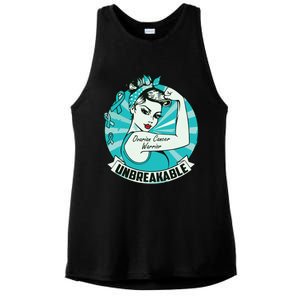 Ovarian Cancer Awareness Warrior Unbreakable Support Squad Ladies PosiCharge Tri-Blend Wicking Tank