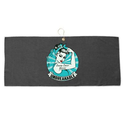 Ovarian Cancer Awareness Warrior Unbreakable Support Squad Large Microfiber Waffle Golf Towel