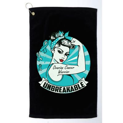 Ovarian Cancer Awareness Warrior Unbreakable Support Squad Platinum Collection Golf Towel