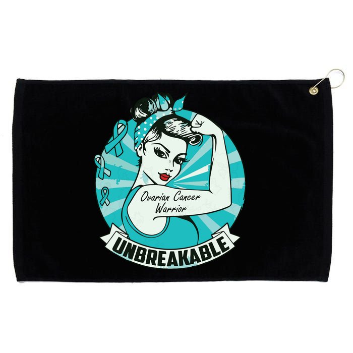 Ovarian Cancer Awareness Warrior Unbreakable Support Squad Grommeted Golf Towel