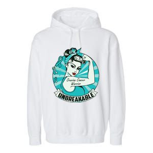 Ovarian Cancer Awareness Warrior Unbreakable Support Squad Garment-Dyed Fleece Hoodie