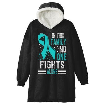 Ovarian Cancer Awareness Month Teal Rainbow Ribbon Gift Hooded Wearable Blanket