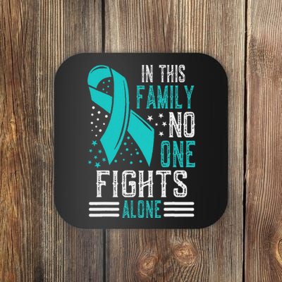 Ovarian Cancer Awareness Month Teal Rainbow Ribbon Gift Coaster