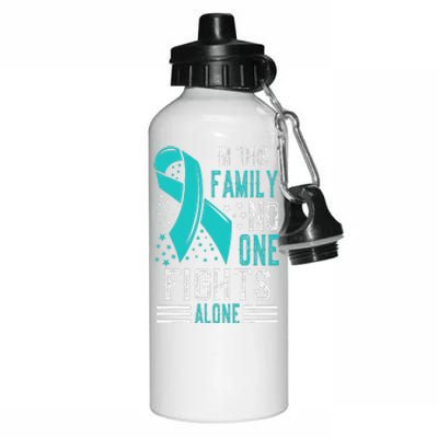 Ovarian Cancer Awareness Month Teal Rainbow Ribbon Gift Aluminum Water Bottle