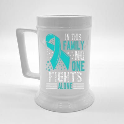 Ovarian Cancer Awareness Month Teal Rainbow Ribbon Gift Beer Stein