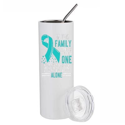 Ovarian Cancer Awareness Month Teal Rainbow Ribbon Gift Stainless Steel Tumbler