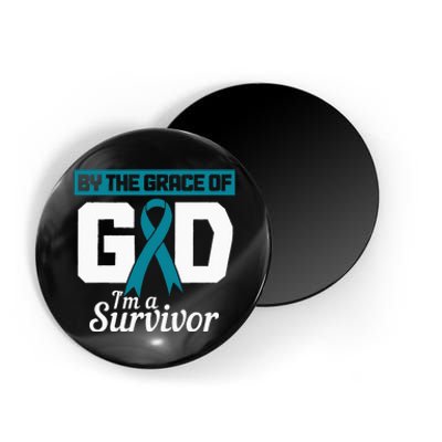 Ovarian Cancer Awareness Month Woman Teal Ribbon Survivor Magnet